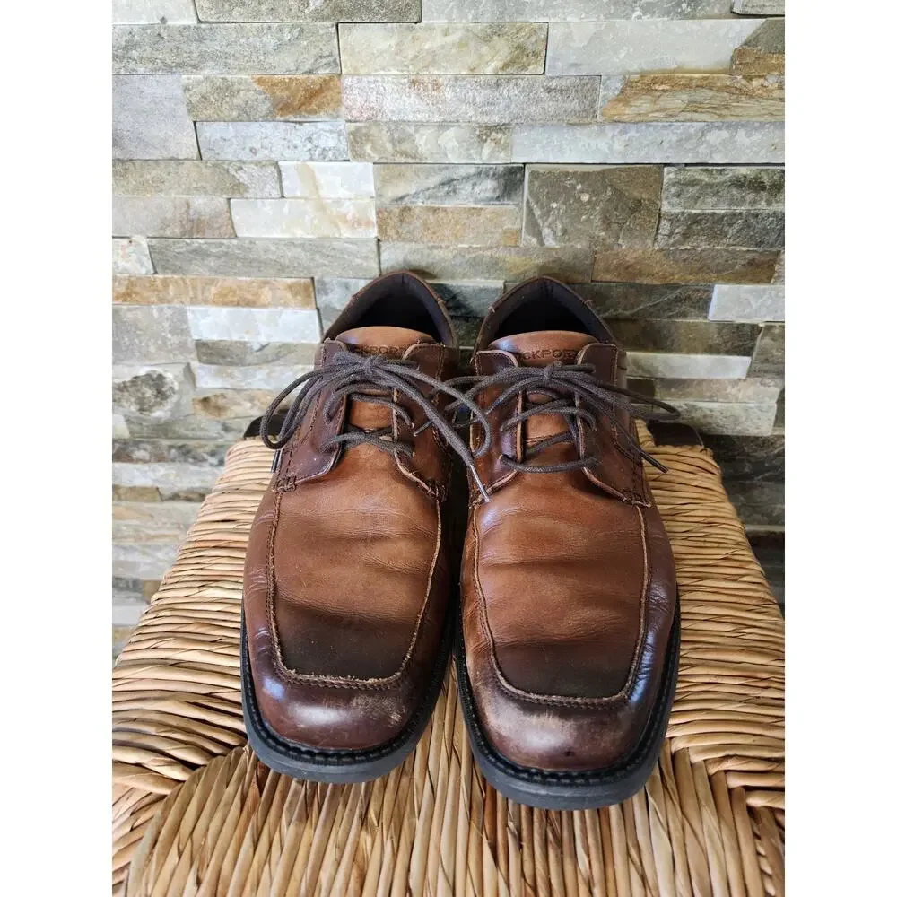 Rockport Style Leader 2 Apron Toe Oxford Brown Leather Dress Shoes Men's 11
